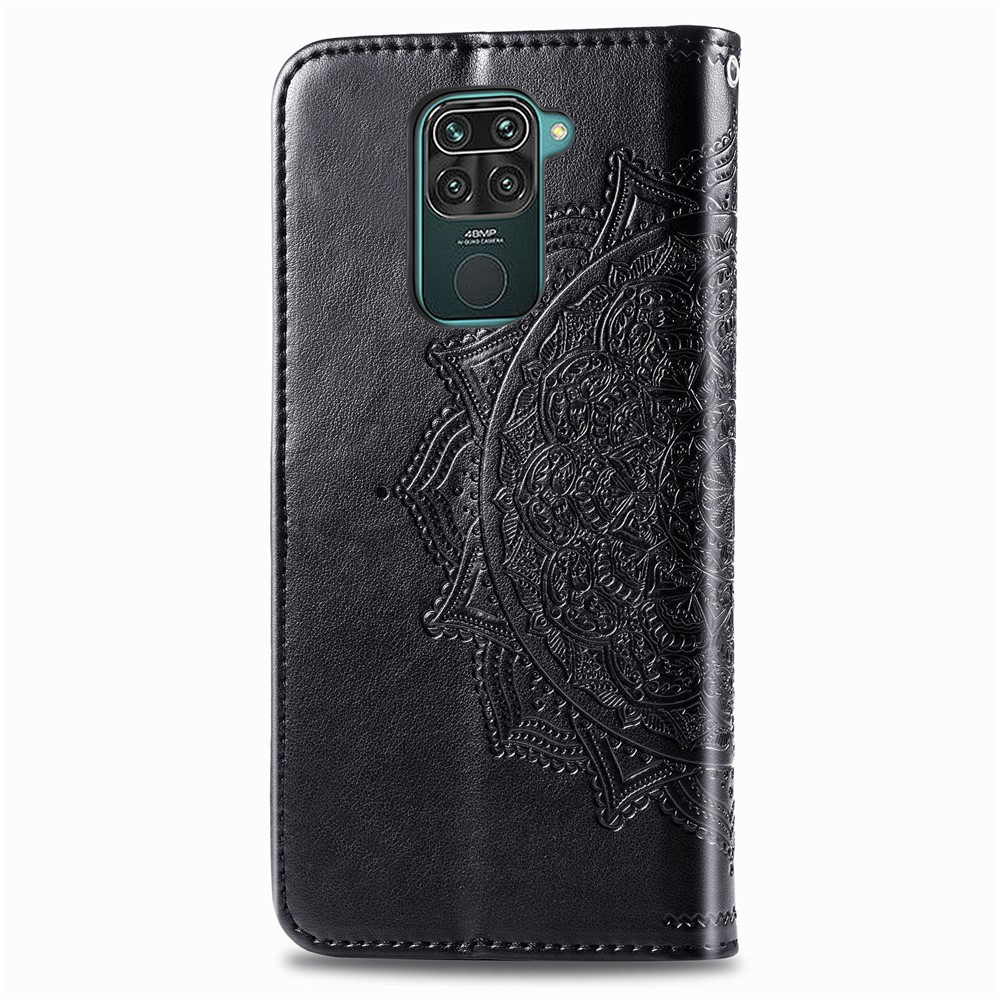 Embossed Mandala Flower PU Leather Case Wallet for Xiaomi Redmi Note 9 4G (Qualcomm Snapdragon 662) / Redmi 10X 4G - Black-5