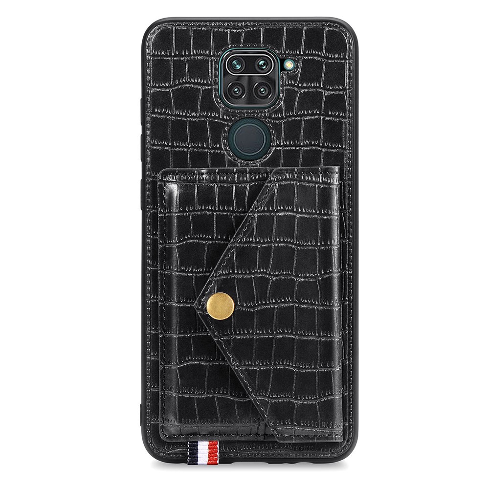 Crocodile Texture Leather+TPU Phone Case with Card Holder Kickstand for Xiaomi Redmi 10X 4G / Redmi Note 9 4G - Black-2
