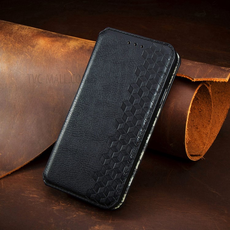 Fashionable Auto-absorbed Rhombus Texture PU Leather Wallet Phone Cover for Xiaomi Poco M3 - Black-15