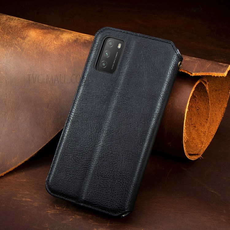 Fashionable Auto-absorbed Rhombus Texture PU Leather Wallet Phone Cover for Xiaomi Poco M3 - Black-16