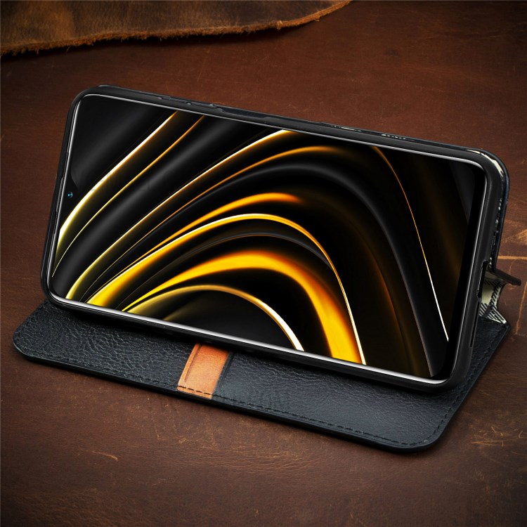 Fashionable Auto-absorbed Rhombus Texture PU Leather Wallet Phone Cover for Xiaomi Poco M3 - Black-18
