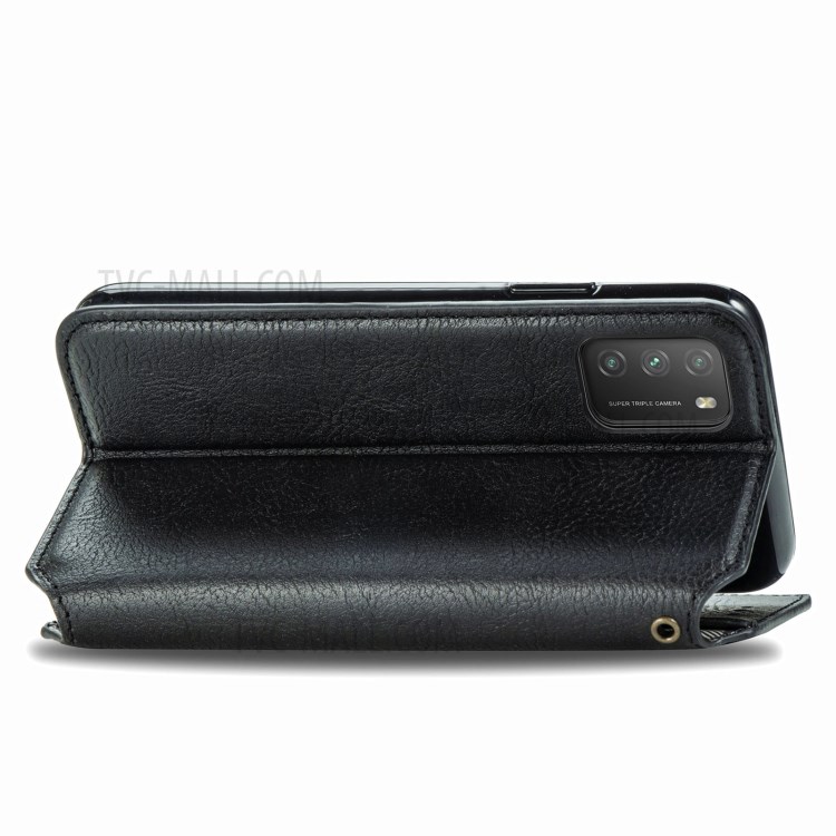 Fashionable Auto-absorbed Rhombus Texture PU Leather Wallet Phone Cover for Xiaomi Poco M3 - Black-4
