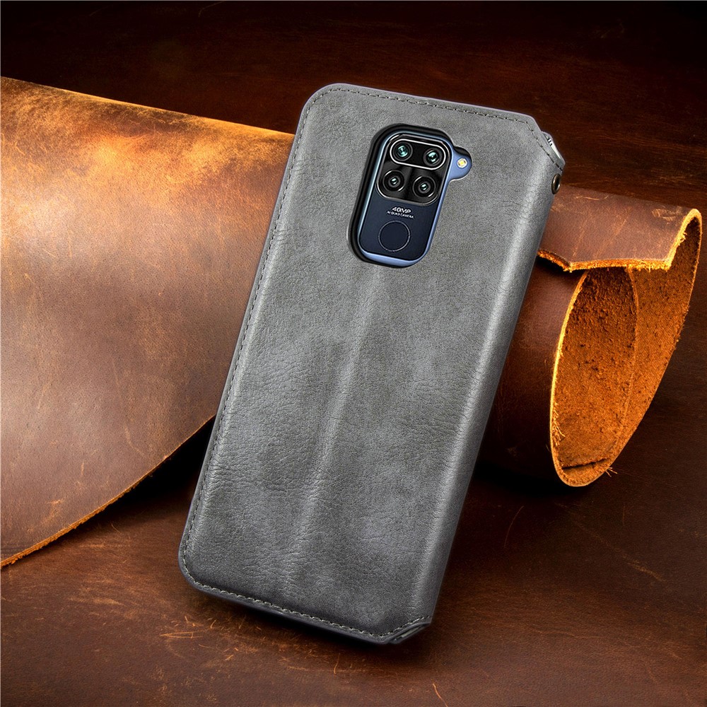 Fashionable Auto-absorbed Rhombus Texture PU Leather Wallet Cover for Xiaomi Redmi Note 9 (MTK Helio G85)/10X 4G - Grey-13