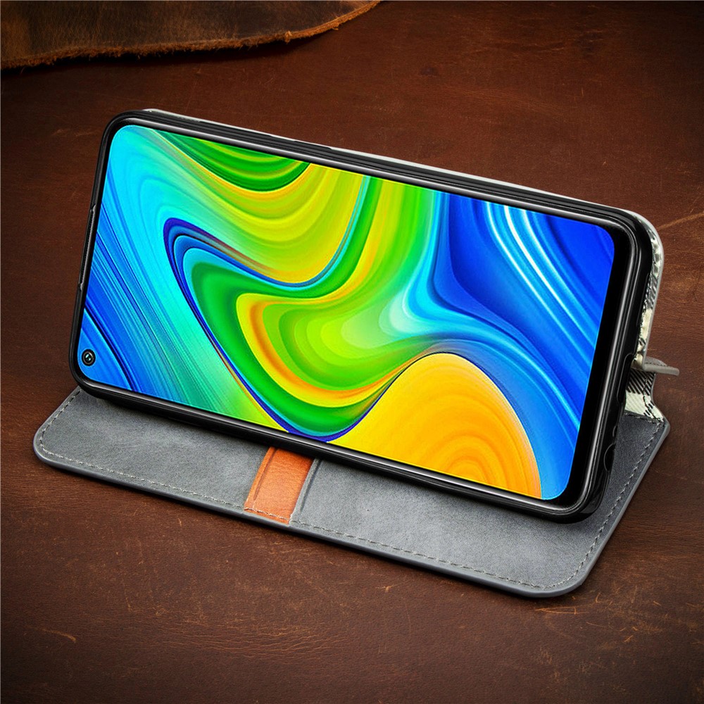 Fashionable Auto-absorbed Rhombus Texture PU Leather Wallet Cover for Xiaomi Redmi Note 9 (MTK Helio G85)/10X 4G - Grey-15