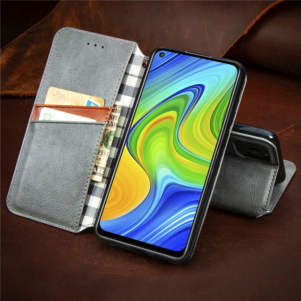 Fashionable Auto-absorbed Rhombus Texture PU Leather Wallet Cover for Xiaomi Redmi Note 9 (MTK Helio G85)/10X 4G - Grey-17