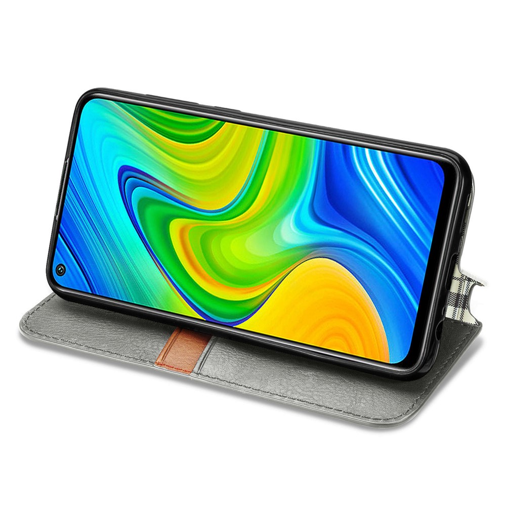 Fashionable Auto-absorbed Rhombus Texture PU Leather Wallet Cover for Xiaomi Redmi Note 9 (MTK Helio G85)/10X 4G - Grey-7