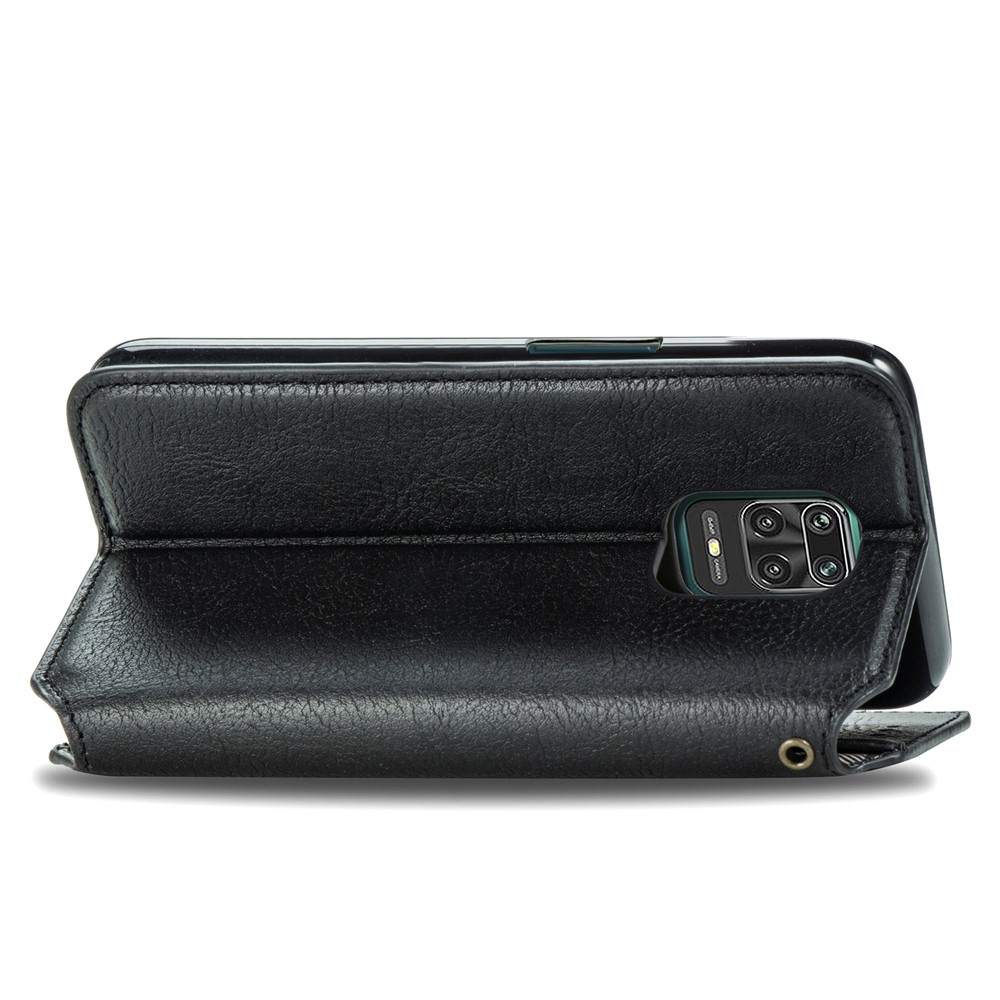 Fashion Rhombus Texture Auto-absorbed PU Leather Case with Wallet Stand for Xiaomi Redmi Note 9 Pro 4G (Global Version) - Black-7