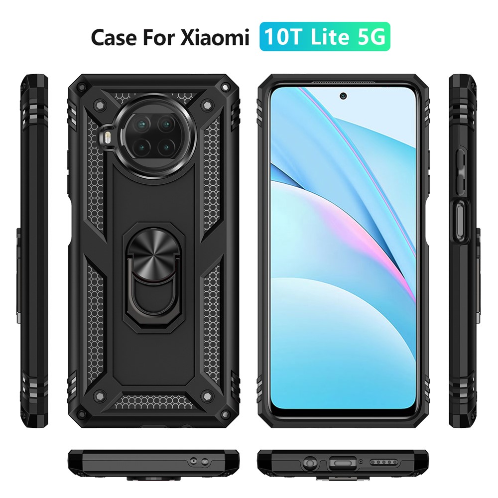 PC Anti-drop + Coquille de Téléphone Hybride TPU Avec Rancune Pour Xiaomi Mi 10T Lite 5G / Redmi Note 9 Pro 5G / Mi 10i 5G - le Noir