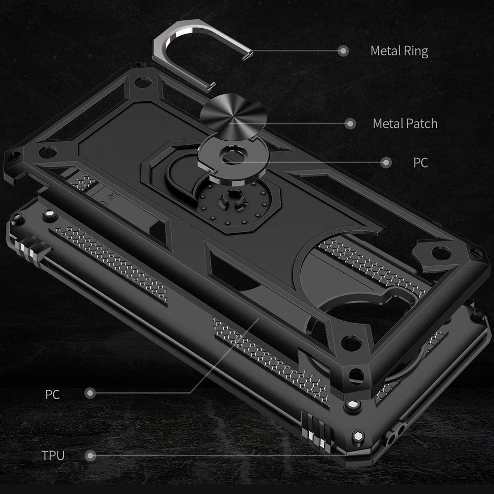 Anti-drop-pc + TPU Hybrid-telefon Shell Mit Ringkickstand Für Xiaomi Mi 10T Lite 5G/Redmi Note 9 Pro 5g/mi 10i 5G - Schwarz