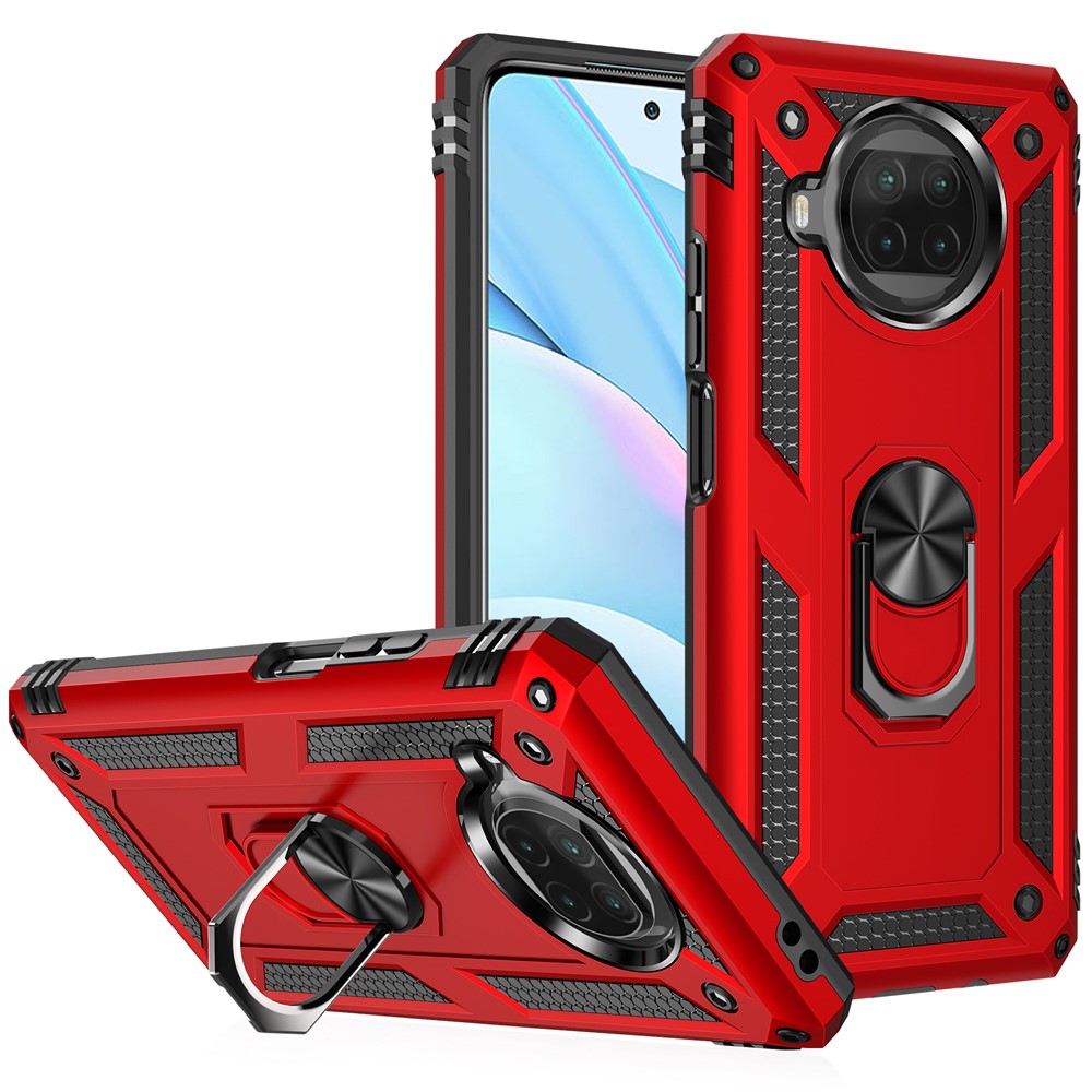 Anti-drop PC + TPU Hybrid Phone Shell with Ring Kickstand for Xiaomi Mi 10T Lite 5G/Redmi Note 9 Pro 5G/Mi 10i 5G - Red-1