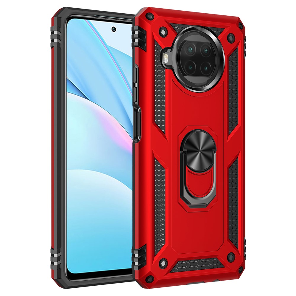Anti-drop PC + TPU Hybrid Phone Shell with Ring Kickstand for Xiaomi Mi 10T Lite 5G/Redmi Note 9 Pro 5G/Mi 10i 5G - Red-2
