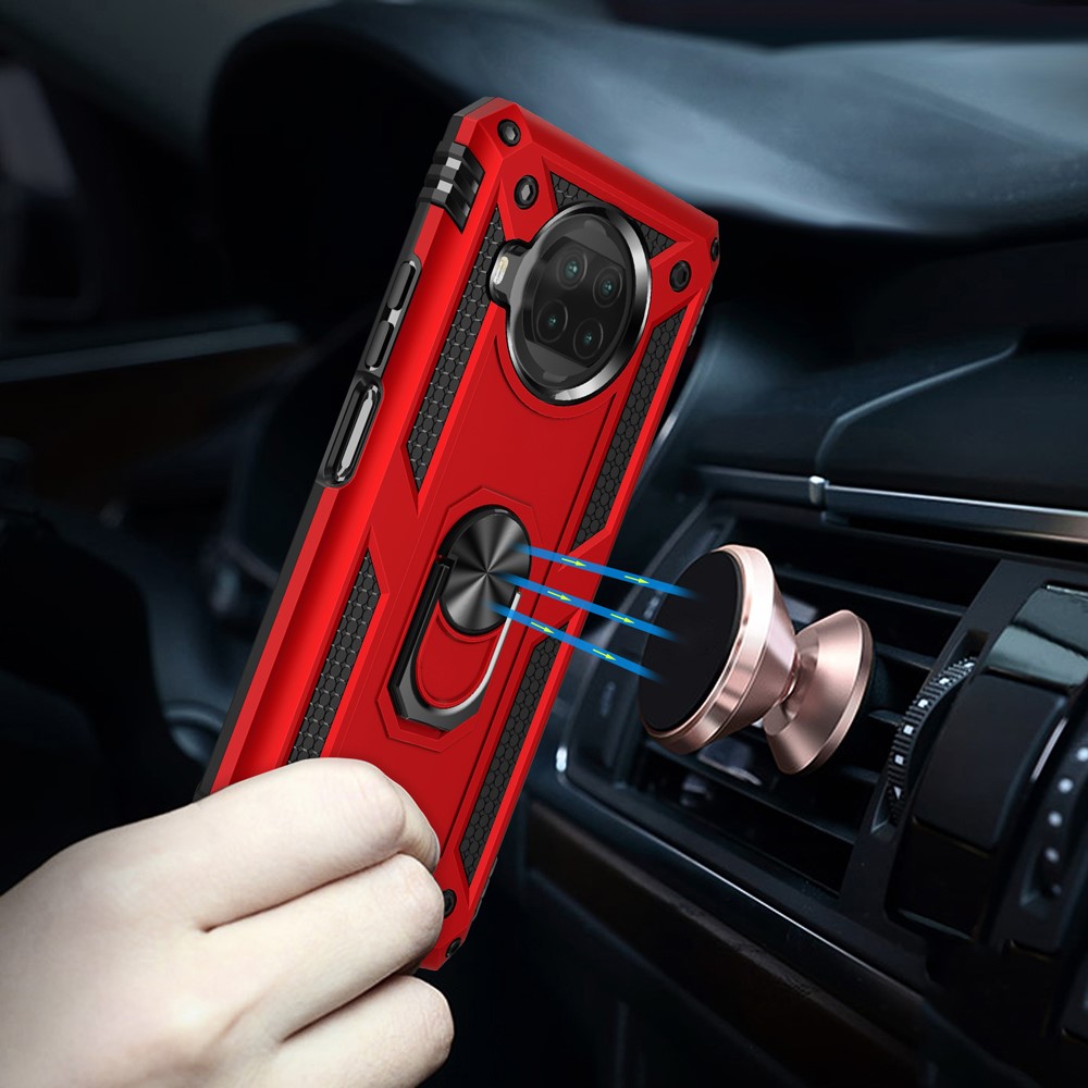 Anti-drop PC + TPU Hybrid Phone Shell with Ring Kickstand for Xiaomi Mi 10T Lite 5G/Redmi Note 9 Pro 5G/Mi 10i 5G - Red-5