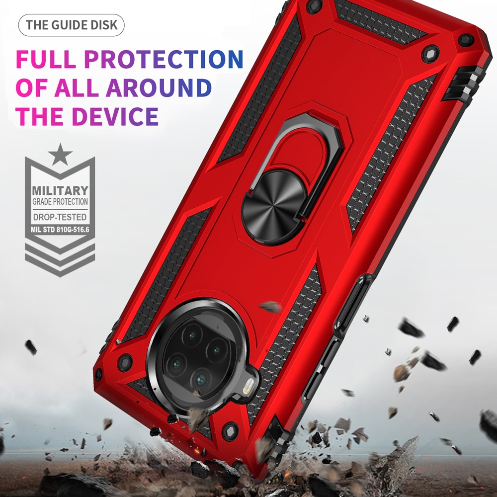 Anti-drop PC + TPU Hybrid Phone Shell with Ring Kickstand for Xiaomi Mi 10T Lite 5G/Redmi Note 9 Pro 5G/Mi 10i 5G - Red-6
