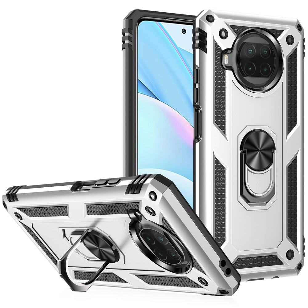Anti-drop PC + TPU Hybrid Phone Shell with Ring Kickstand for Xiaomi Mi 10T Lite 5G/Redmi Note 9 Pro 5G/Mi 10i 5G - Silver-1