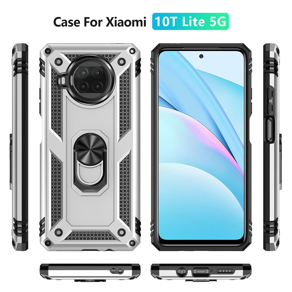 Anti-drop PC + TPU Hybrid Phone Shell with Ring Kickstand for Xiaomi Mi 10T Lite 5G/Redmi Note 9 Pro 5G/Mi 10i 5G - Silver-3