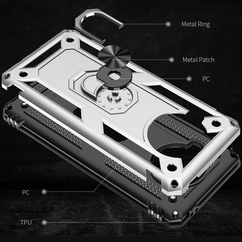 Anti-drop PC + TPU Hybrid Phone Shell with Ring Kickstand for Xiaomi Mi 10T Lite 5G/Redmi Note 9 Pro 5G/Mi 10i 5G - Silver-4