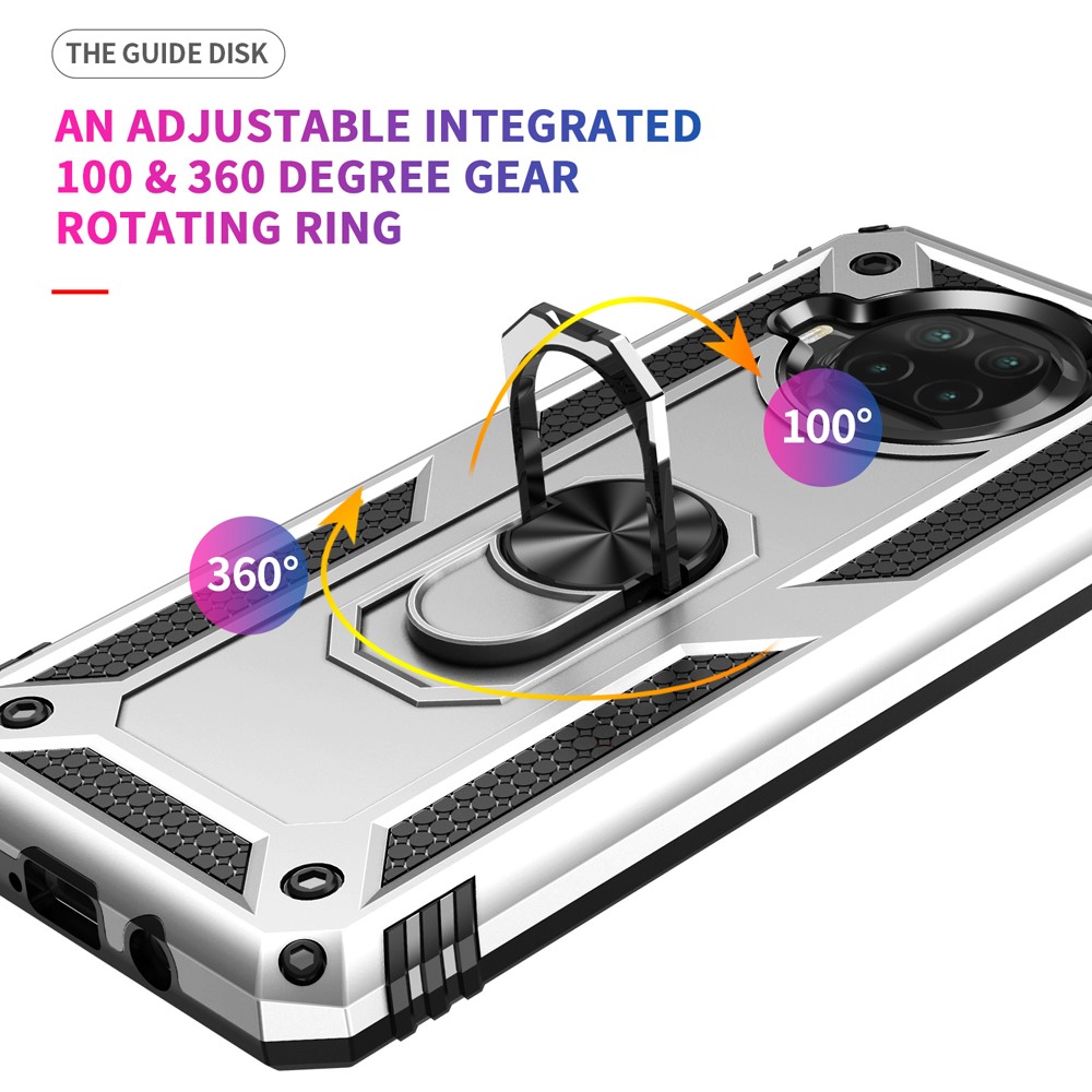 Anti-drop PC + TPU Hybrid Phone Shell with Ring Kickstand for Xiaomi Mi 10T Lite 5G/Redmi Note 9 Pro 5G/Mi 10i 5G - Silver-7