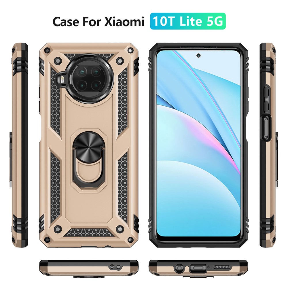 Anti-drop PC + TPU Hybrid Phone Shell with Ring Kickstand for Xiaomi Mi 10T Lite 5G/Redmi Note 9 Pro 5G/Mi 10i 5G - Gold-3