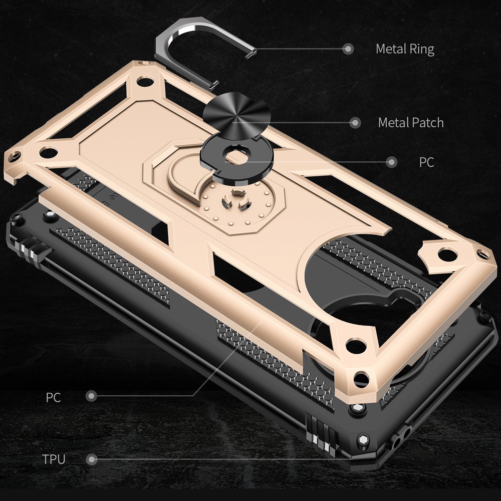Anti-drop PC + TPU Hybrid Phone Shell with Ring Kickstand for Xiaomi Mi 10T Lite 5G/Redmi Note 9 Pro 5G/Mi 10i 5G - Gold-4