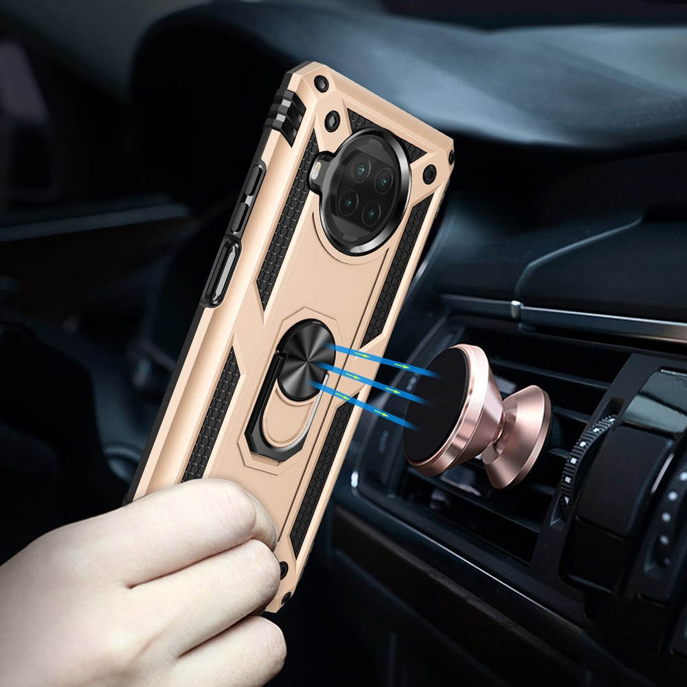 Anti-drop PC + TPU Hybrid Phone Shell with Ring Kickstand for Xiaomi Mi 10T Lite 5G/Redmi Note 9 Pro 5G/Mi 10i 5G - Gold-5