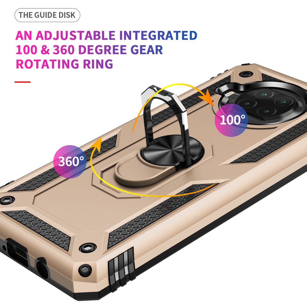 Anti-drop PC + TPU Hybrid Phone Shell with Ring Kickstand for Xiaomi Mi 10T Lite 5G/Redmi Note 9 Pro 5G/Mi 10i 5G - Gold-7