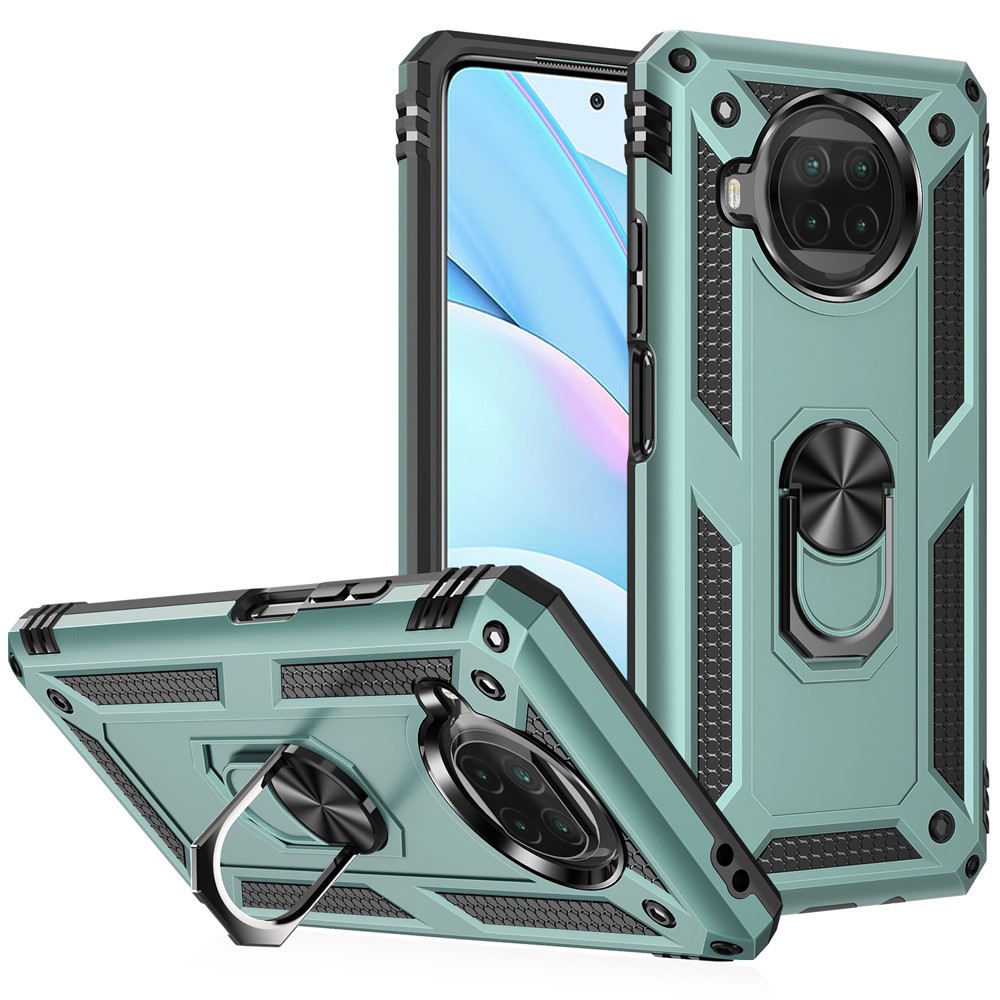 Anti-drop PC + TPU Hybrid Phone Shell with Ring Kickstand for Xiaomi Mi 10T Lite 5G/Redmi Note 9 Pro 5G/Mi 10i 5G - Blackish Green-1
