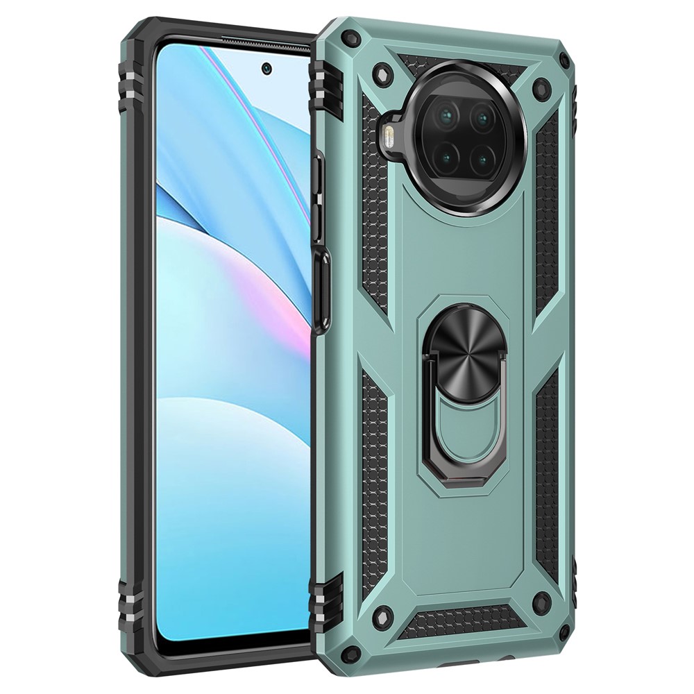 Anti-drop PC + TPU Hybrid Phone Shell with Ring Kickstand for Xiaomi Mi 10T Lite 5G/Redmi Note 9 Pro 5G/Mi 10i 5G - Blackish Green-2