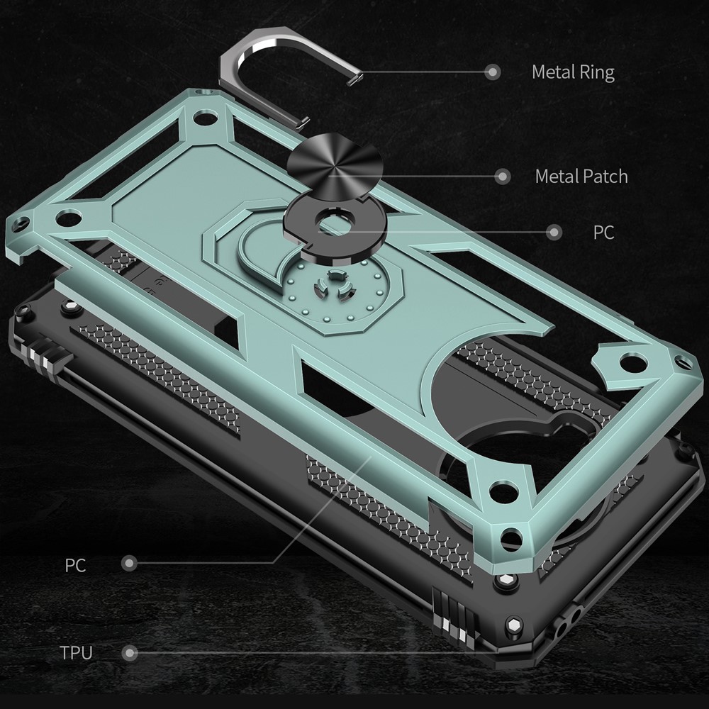 Anti-drop PC + TPU Hybrid Phone Shell with Ring Kickstand for Xiaomi Mi 10T Lite 5G/Redmi Note 9 Pro 5G/Mi 10i 5G - Blackish Green-4