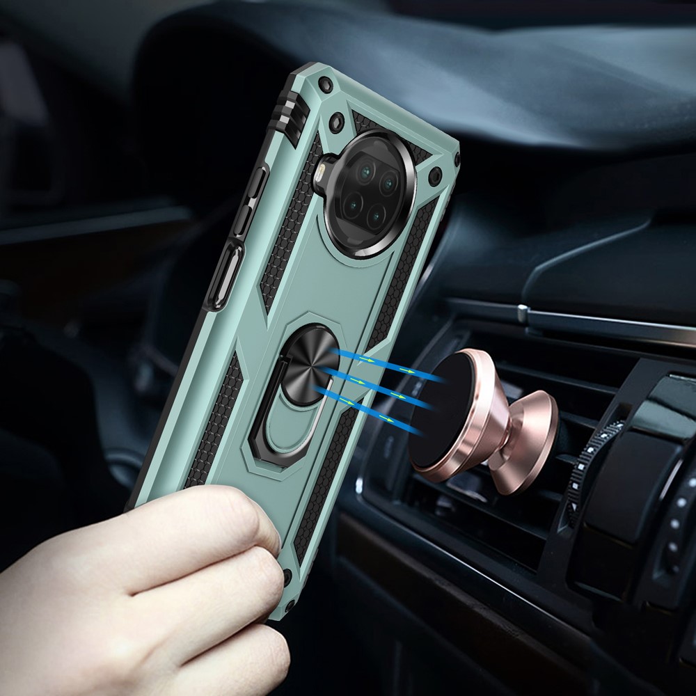 Anti-drop PC + TPU Hybrid Phone Shell with Ring Kickstand for Xiaomi Mi 10T Lite 5G/Redmi Note 9 Pro 5G/Mi 10i 5G - Blackish Green-5