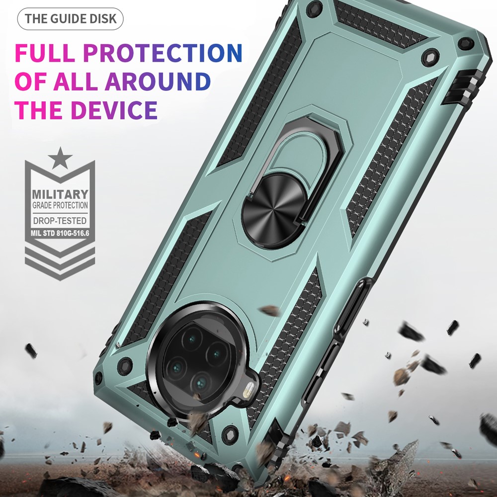 Anti-drop PC + TPU Hybrid Phone Shell with Ring Kickstand for Xiaomi Mi 10T Lite 5G/Redmi Note 9 Pro 5G/Mi 10i 5G - Blackish Green-6