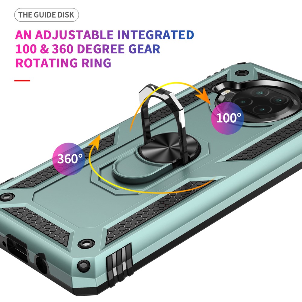 Anti-drop PC + TPU Hybrid Phone Shell with Ring Kickstand for Xiaomi Mi 10T Lite 5G/Redmi Note 9 Pro 5G/Mi 10i 5G - Blackish Green-7