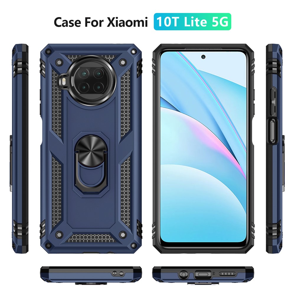 Anti-drop PC + TPU Hybrid Phone Shell with Ring Kickstand for Xiaomi Mi 10T Lite 5G/Redmi Note 9 Pro 5G/Mi 10i 5G - Blue-3
