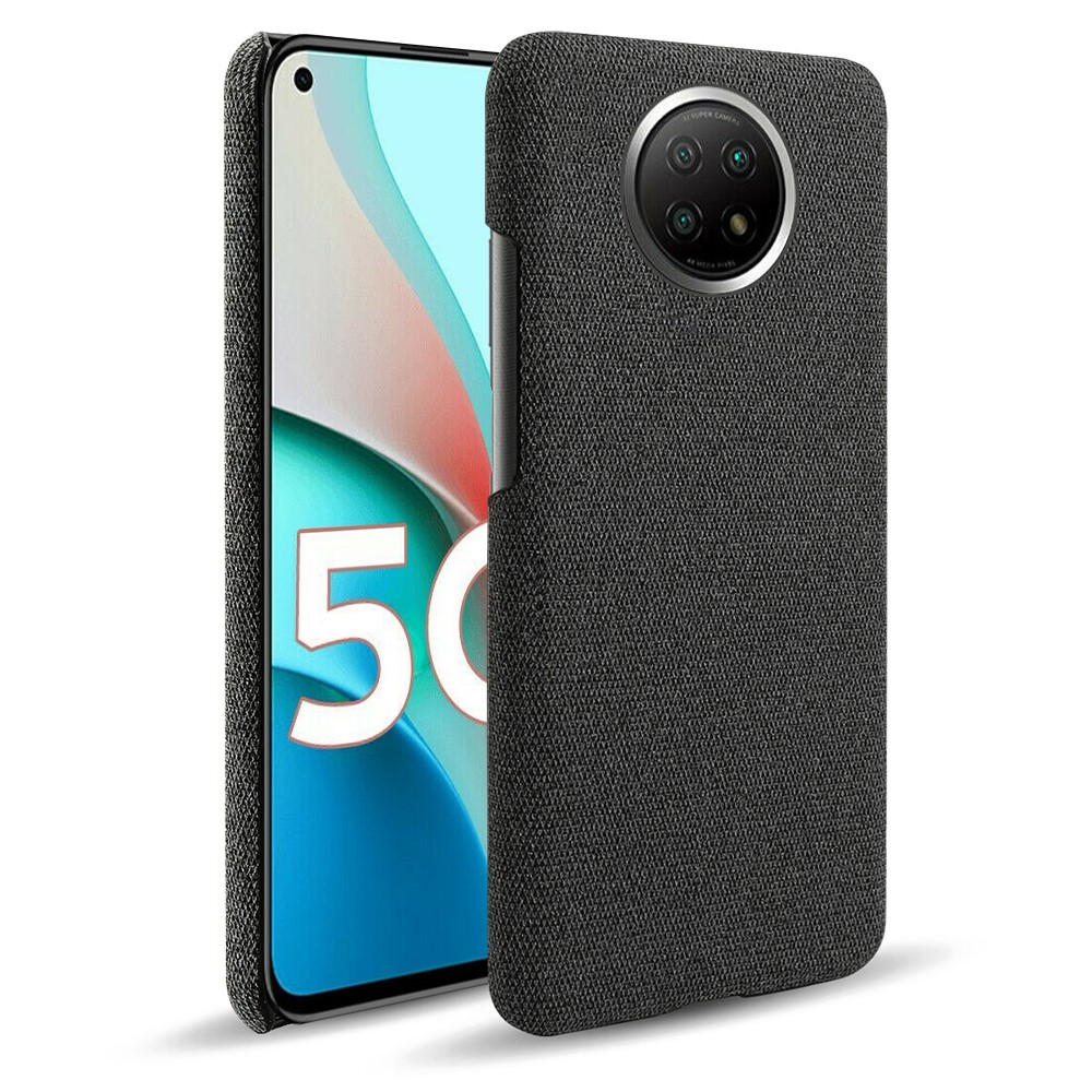 KSQ Cloth Texture Leather Coated Hard Plastic Cover Shell for Xiaomi Redmi Note 9 5G/Redmi Note 9T 5G - Black-1