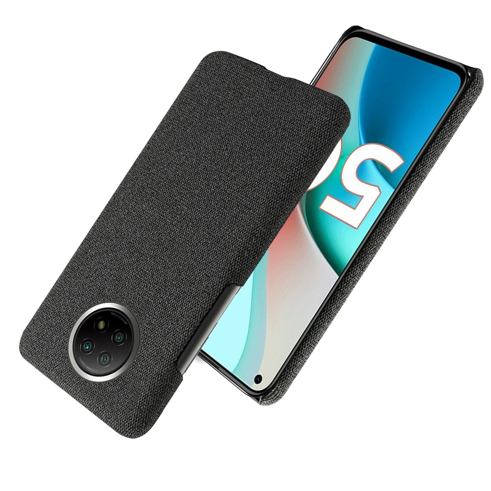 KSQ Cloth Texture Leather Coated Hard Plastic Cover Shell for Xiaomi Redmi Note 9 5G/Redmi Note 9T 5G - Black-2