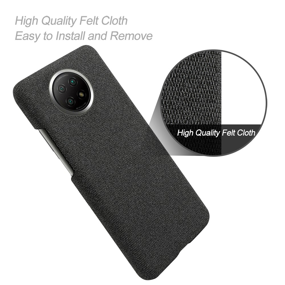 KSQ Cloth Texture Leather Coated Hard Plastic Cover Shell for Xiaomi Redmi Note 9 5G/Redmi Note 9T 5G - Black-4