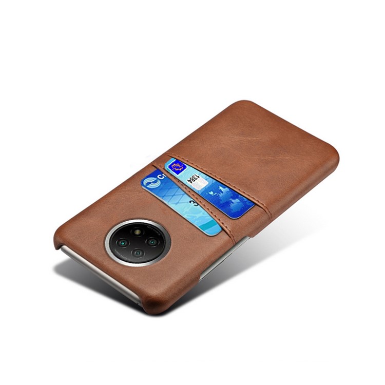 KSQ PU Leather+case de Plástico Con 2 Ranuras Para Tarjetas Para Xiaomi Redmi Nota 9T 5G / Nota 9 5G - Marrón-4