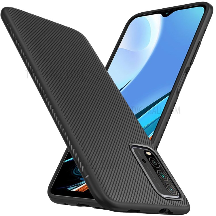 Jazz Series Super Slim Twill Texture Flexible Thicken TPU Case for Xiaomi Redmi 9T/9 Power/Note 9 4G (Qualcomm Snapdragon 662) - Black-2