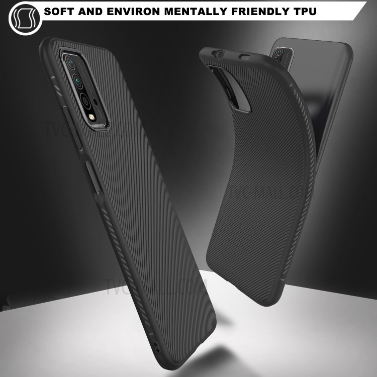 Jazz Series Super Slim Twill Texture Flexible Thicken TPU Case for Xiaomi Redmi 9T/9 Power/Note 9 4G (Qualcomm Snapdragon 662) - Black-3