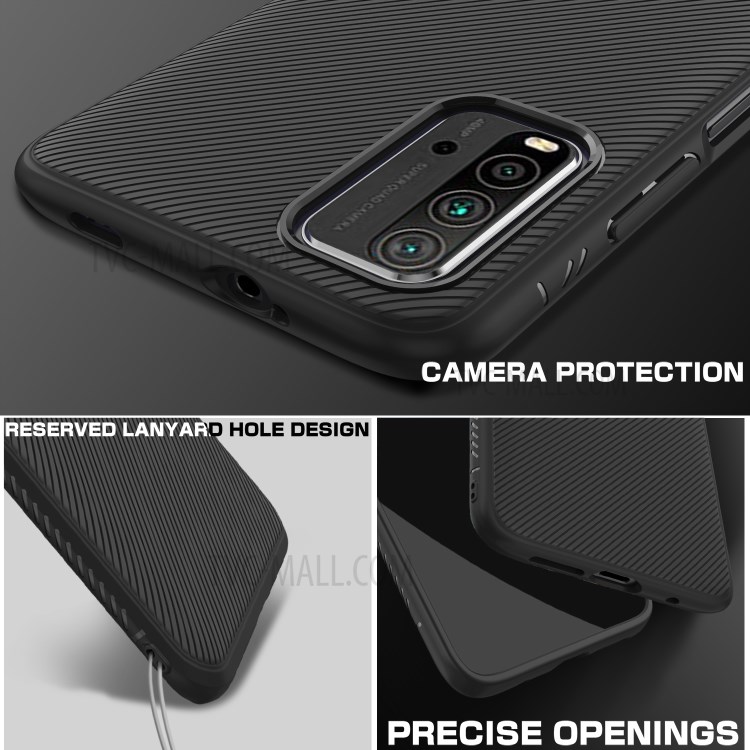 Jazz Series Super Slim Twill Texture Flexible Thicken TPU Case for Xiaomi Redmi 9T/9 Power/Note 9 4G (Qualcomm Snapdragon 662) - Black-4