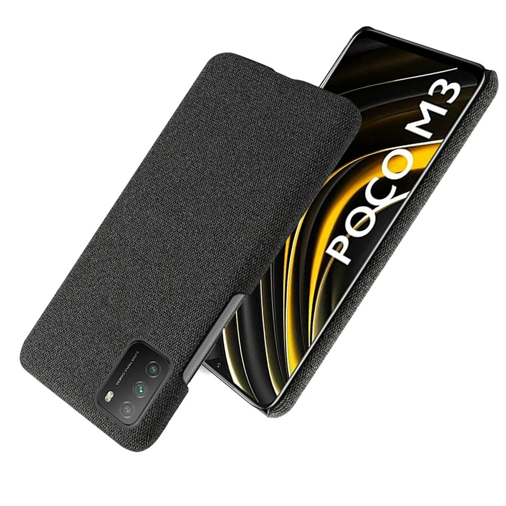 KSQ Plain Cloth Texture Plastic Hard Cover Case for Xiaomi Redmi Note 9 4G (Qualcomm Snapdragon 662) / Xiaomi Poco M3 / Xiaomi Redmi 9 Power / Xiaomi Redmi 9T - Black-2