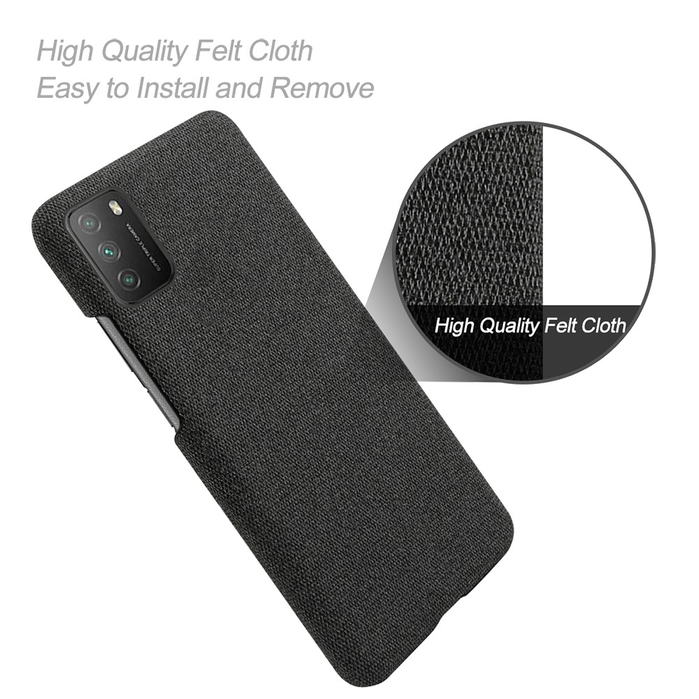 KSQ Plain Cloth Texture Plastic Hard Cover Case for Xiaomi Redmi Note 9 4G (Qualcomm Snapdragon 662) / Xiaomi Poco M3 / Xiaomi Redmi 9 Power / Xiaomi Redmi 9T - Black-4