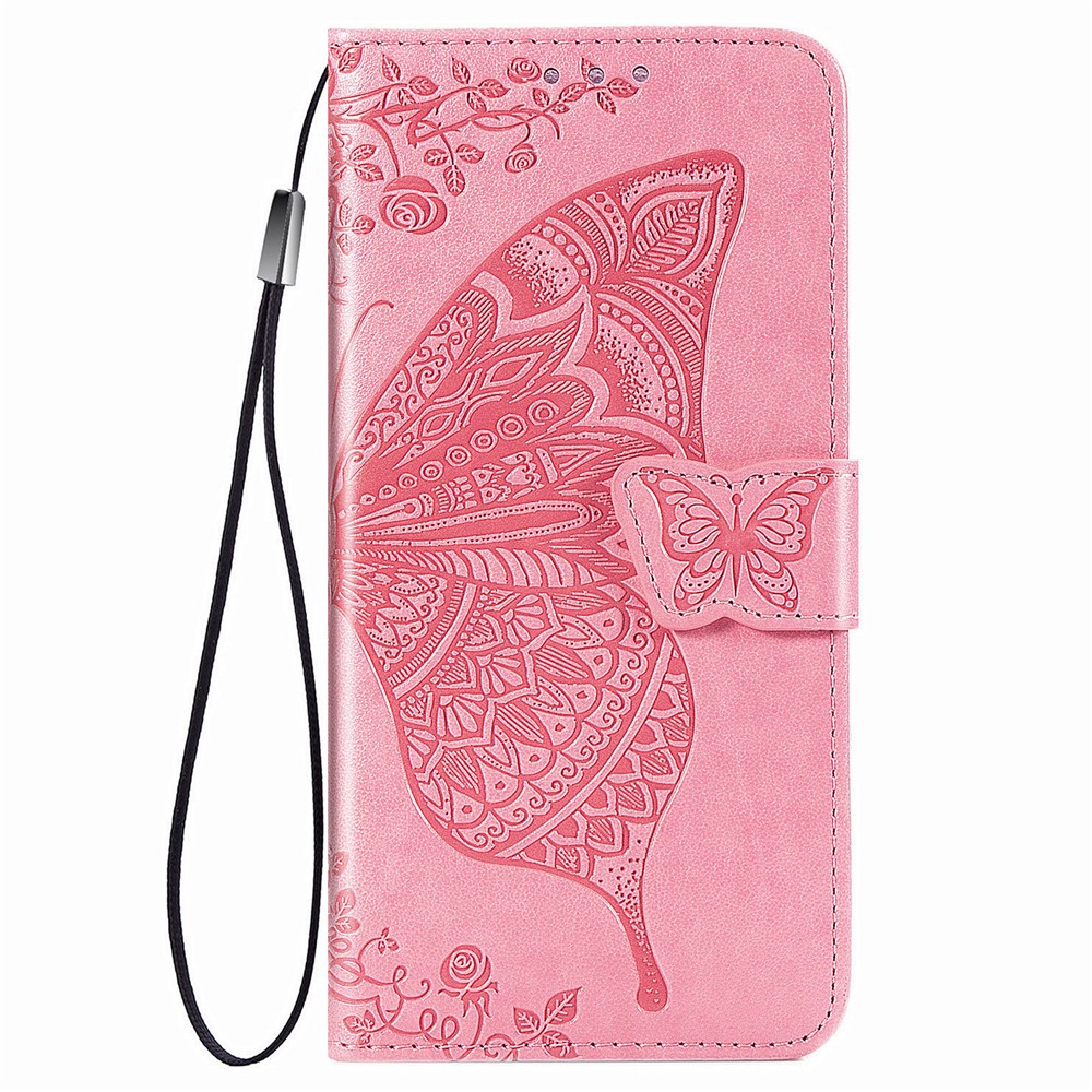 Imprint Big Butterfly Leather Wallet Phone Shell for Xiaomi Redmi 9 Power / Redmi Note 9 4G (Qualcomm Snapdragon 662) / Redmi 9T - Pink-10