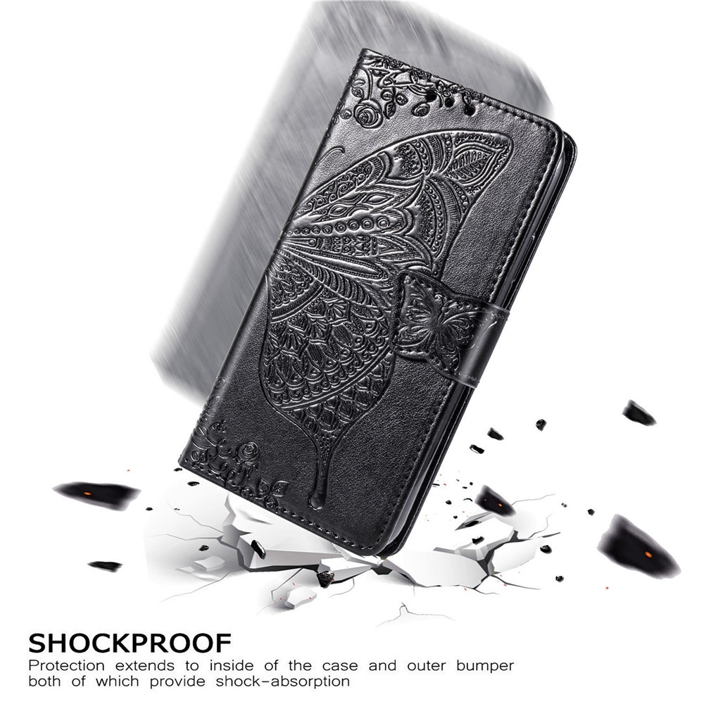 Leather Wallet Phone Shell with Big Butterfly Imprinting for Xiaomi Redmi Note 9S/Redmi Note 9 Pro/Redmi Note 9 Pro Max - Black-10