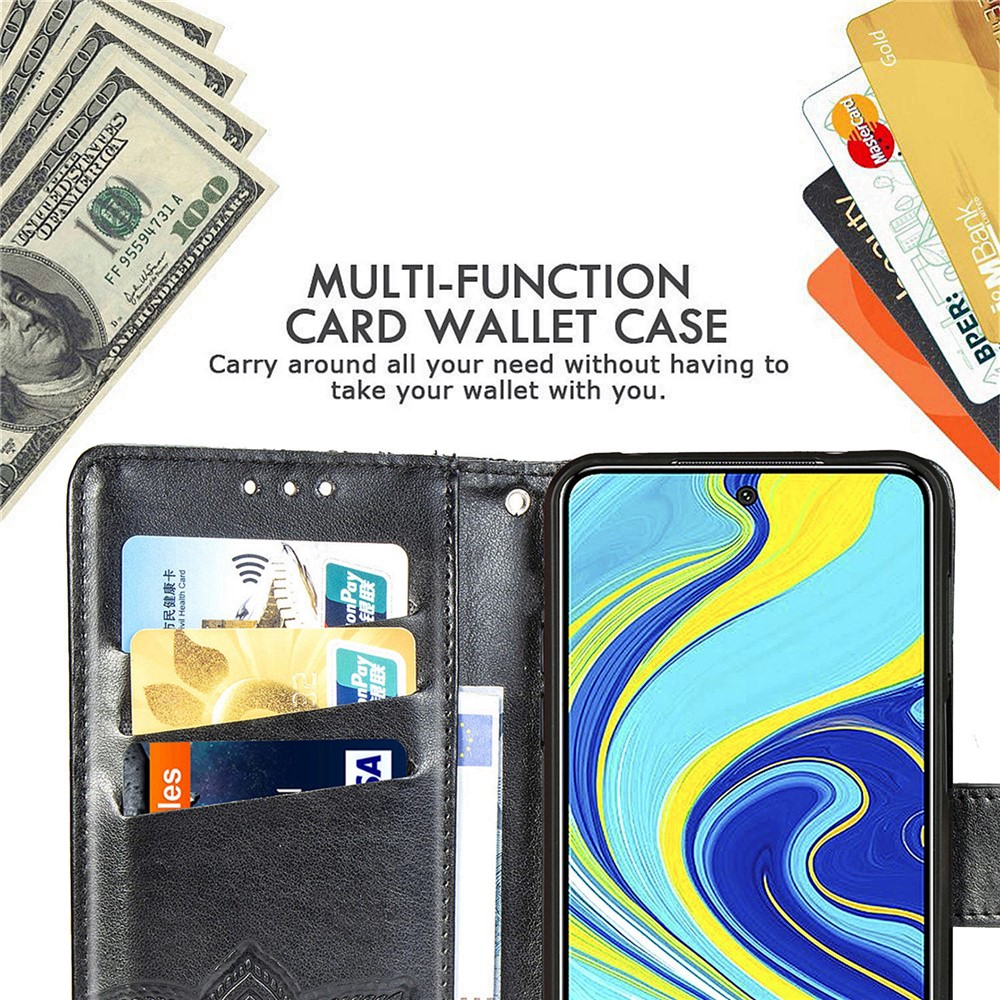 Leather Wallet Phone Shell with Big Butterfly Imprinting for Xiaomi Redmi Note 9S/Redmi Note 9 Pro/Redmi Note 9 Pro Max - Black-11
