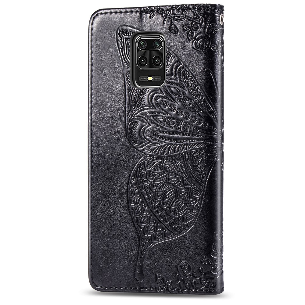 Leather Wallet Phone Shell with Big Butterfly Imprinting for Xiaomi Redmi Note 9S/Redmi Note 9 Pro/Redmi Note 9 Pro Max - Black-4