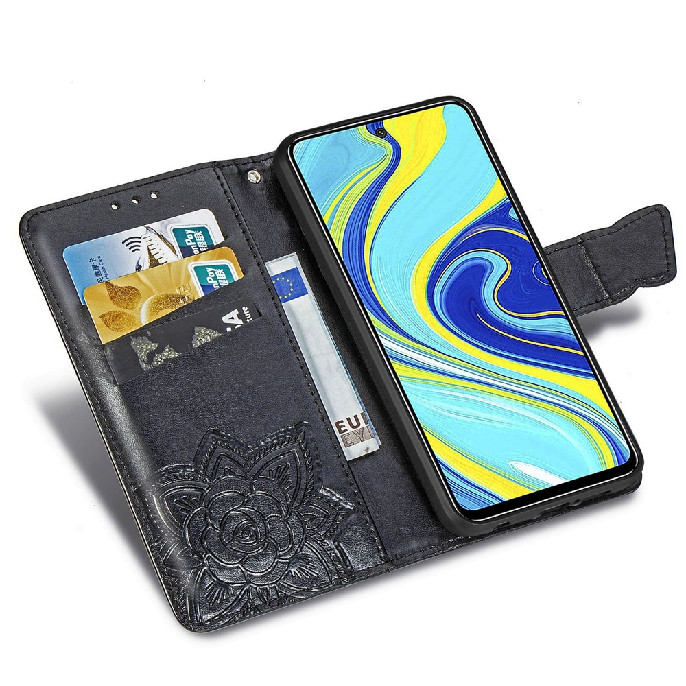 Leather Wallet Phone Shell with Big Butterfly Imprinting for Xiaomi Redmi Note 9S/Redmi Note 9 Pro/Redmi Note 9 Pro Max - Black-8