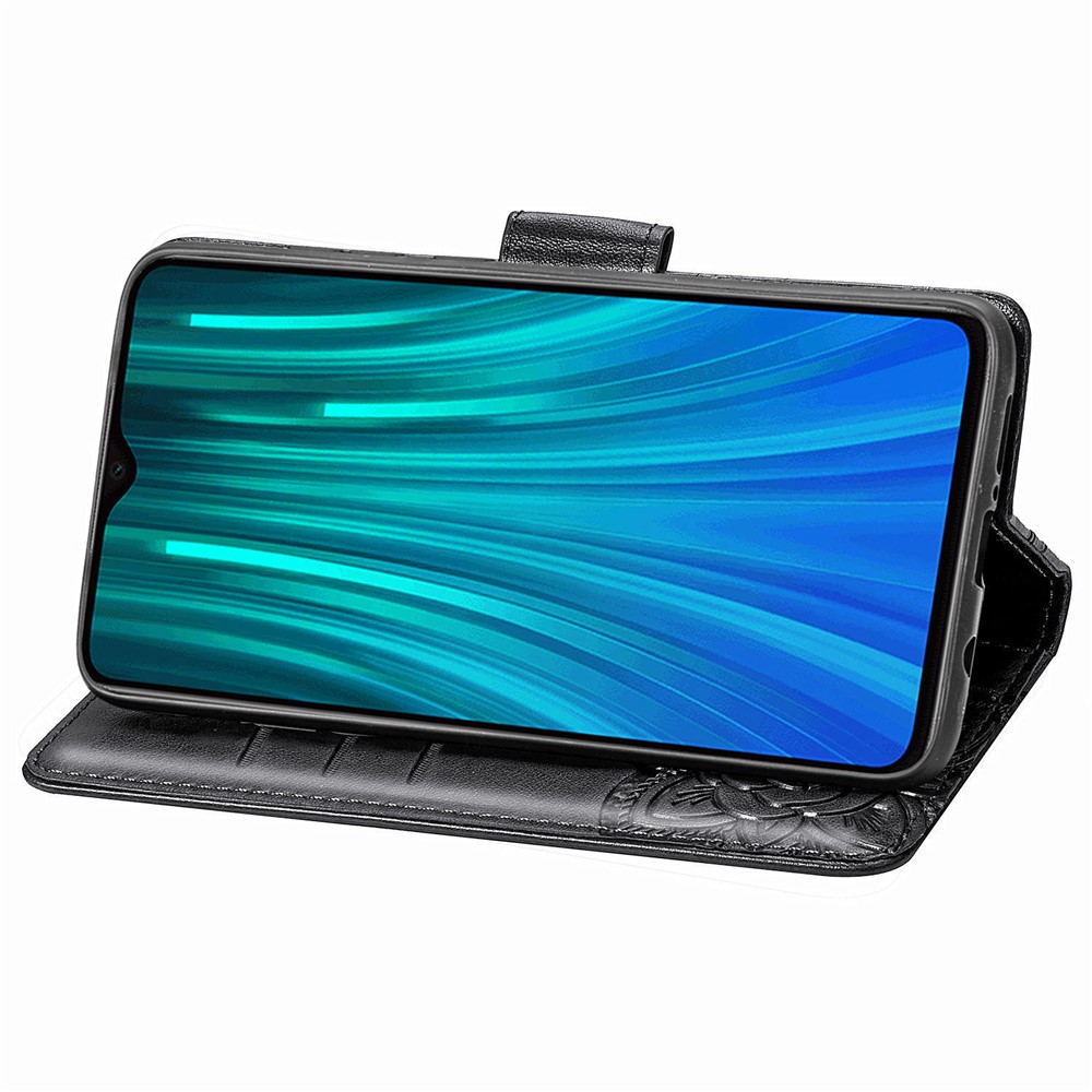 Imprint Big Butterfly Leather Wallet Phone Shell for Xiaomi Redmi Note 8 Pro - Black-6