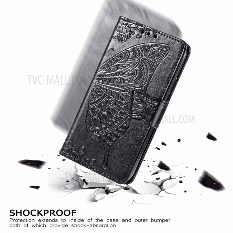 Big Butterfly Imprinting Leather Wallet Stand Design Phone Shell for Xiaomi Mi 10T 5G/Mi 10T Pro 5G/Redmi K30S - Black-12