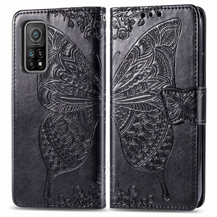 Big Butterfly Imprinting Leather Wallet Stand Design Phone Shell for Xiaomi Mi 10T 5G/Mi 10T Pro 5G/Redmi K30S - Black-2