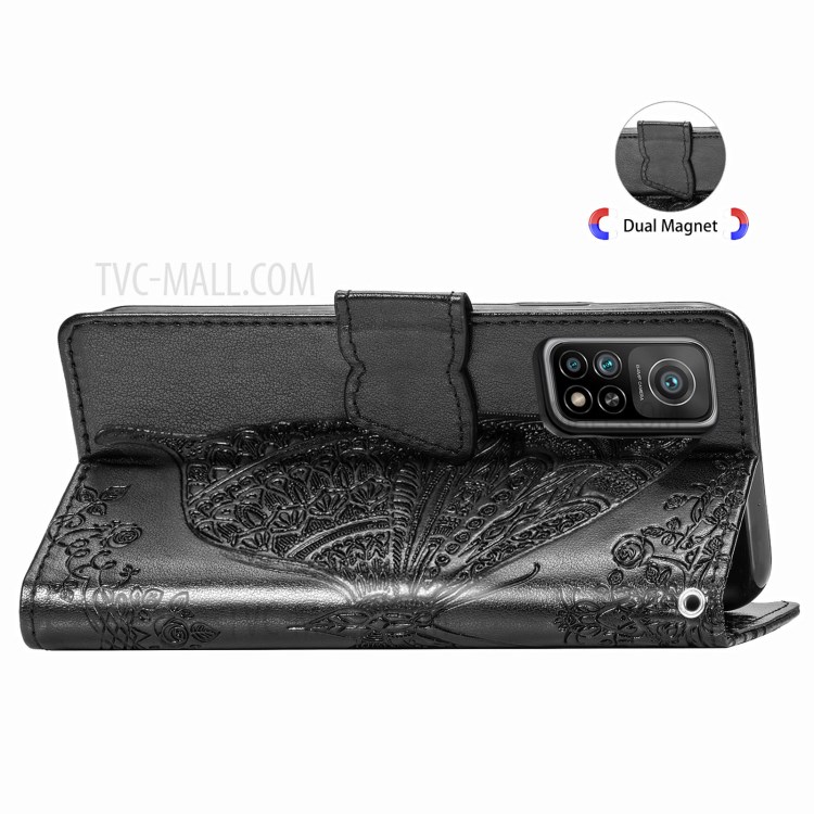 Big Butterfly Imprinting Leather Wallet Stand Design Phone Shell for Xiaomi Mi 10T 5G/Mi 10T Pro 5G/Redmi K30S - Black-7